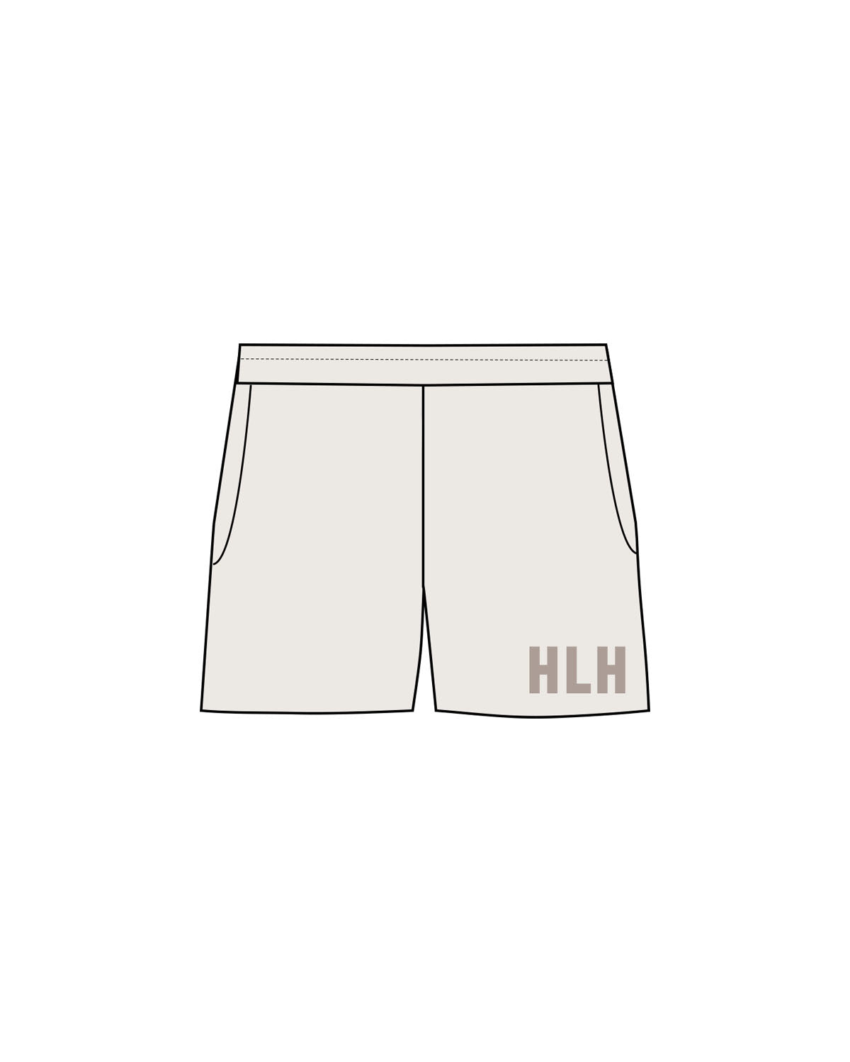 The Womens Sweat Shorts - Bone - HiLo - Left Leg "HLH" - Printed - Tone on Tone