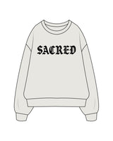 The Mens Crewneck - Washed Bone - Sacred Studios - Center Chest "SACRED" - Printed - Black