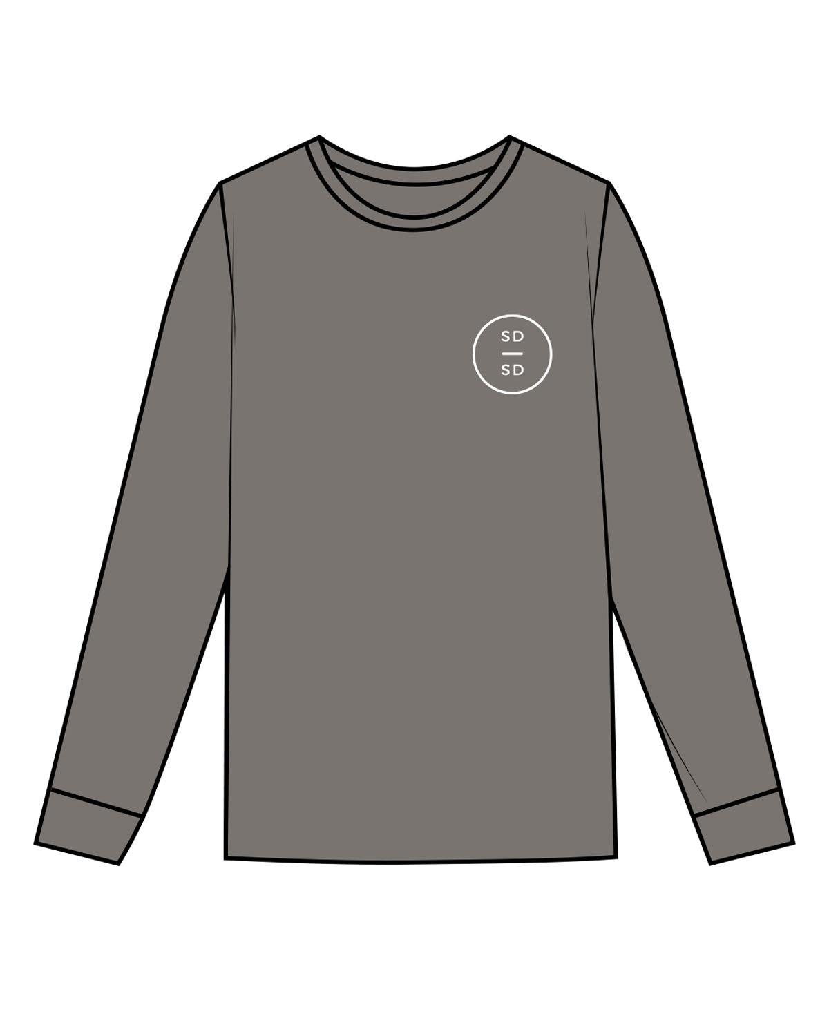 The Mens Heavyweight Long Sleeve - Washed Gray - - San Diego - Left Chest & Back Center Stacked - White
