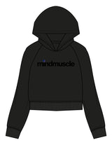 The Womens Crop Hoodie - Black - Mind Muscle - Center Chest - Printed - Full Color