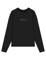 The Unisex Midweight Long Sleeve - Black - The Booty Shop - Center Chest & Back Stacked - Printed - White