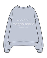 The Mens Crewneck - Powder - Megan Marie Organizing - Left Chest & Center Back Stacked - Printed - White