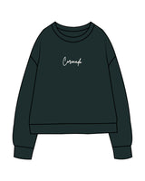 The Womens Heavyweight Crewneck - Pine Green - B Long Pilates - Center Chest & Center Back Neckline Round - Embroidered - Off White