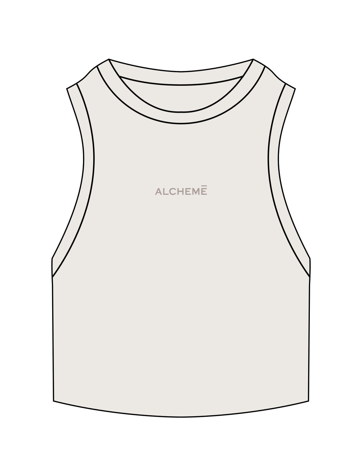 The Ribbed Crop Tank - Bone - ALCHEME - Center Chest - Embroidered - Tone on Tone