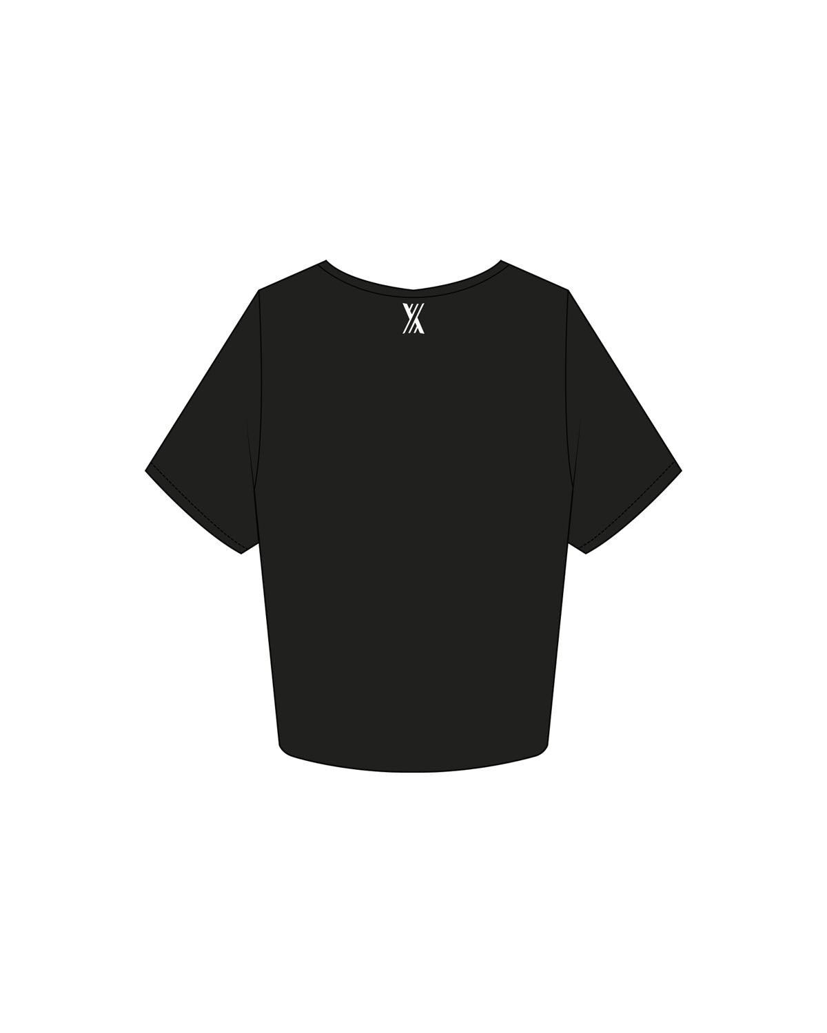 The Crop Tee - Black - Helix Strength Studio - Center Chest "Helix" & Back Neckline - Printed - Tone on Tone