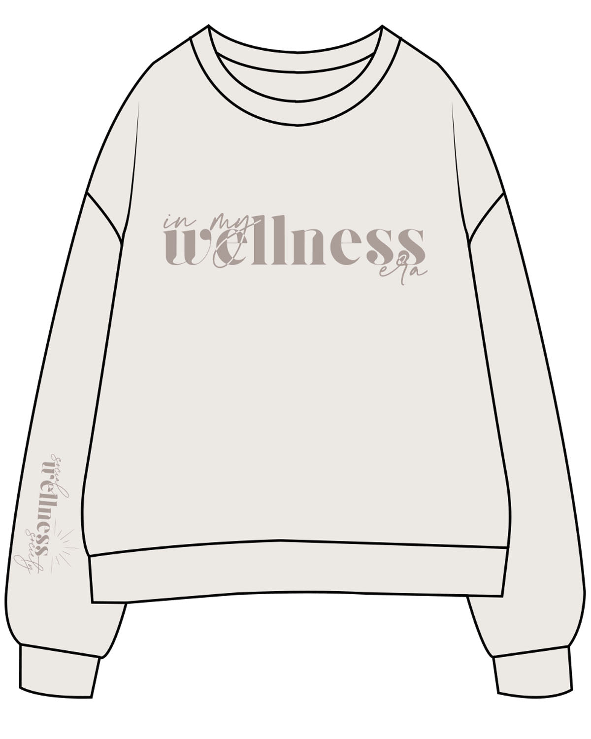 The Womens Crewneck - Bone - SWS - Center Chest & Right Sleeve - Printed - Tone on Tone