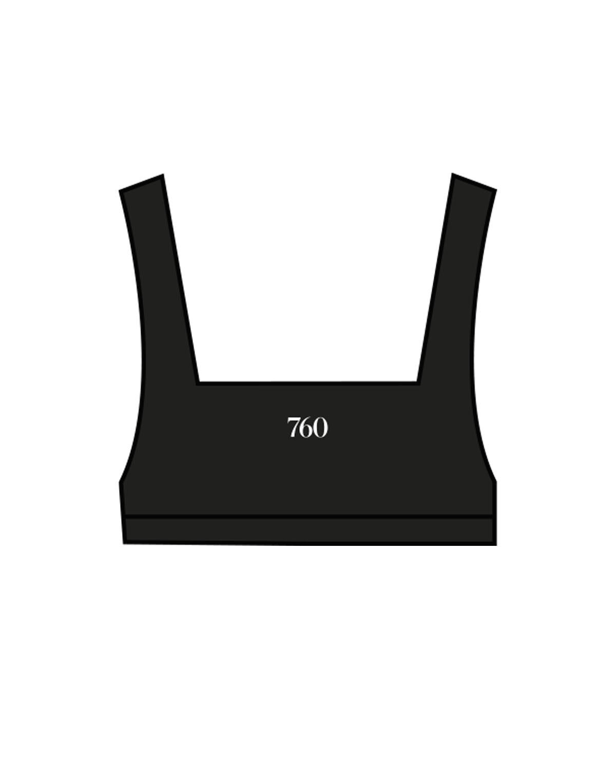 The Box Cut Bra - Black - Pilates 760 - Center Chest & Center Back - Printed - White