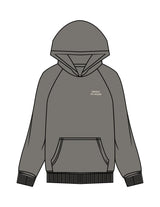 The Womens Hoodie - Washed Gray - Mega Fit House - Left Chest & Back Stacked "SWEAT"   - Printed - Off White