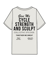 The Mens Heavyweight Tee - Washed Bone - Collective Studios - Right Chest Stacked - Full Back - Cycle - Black