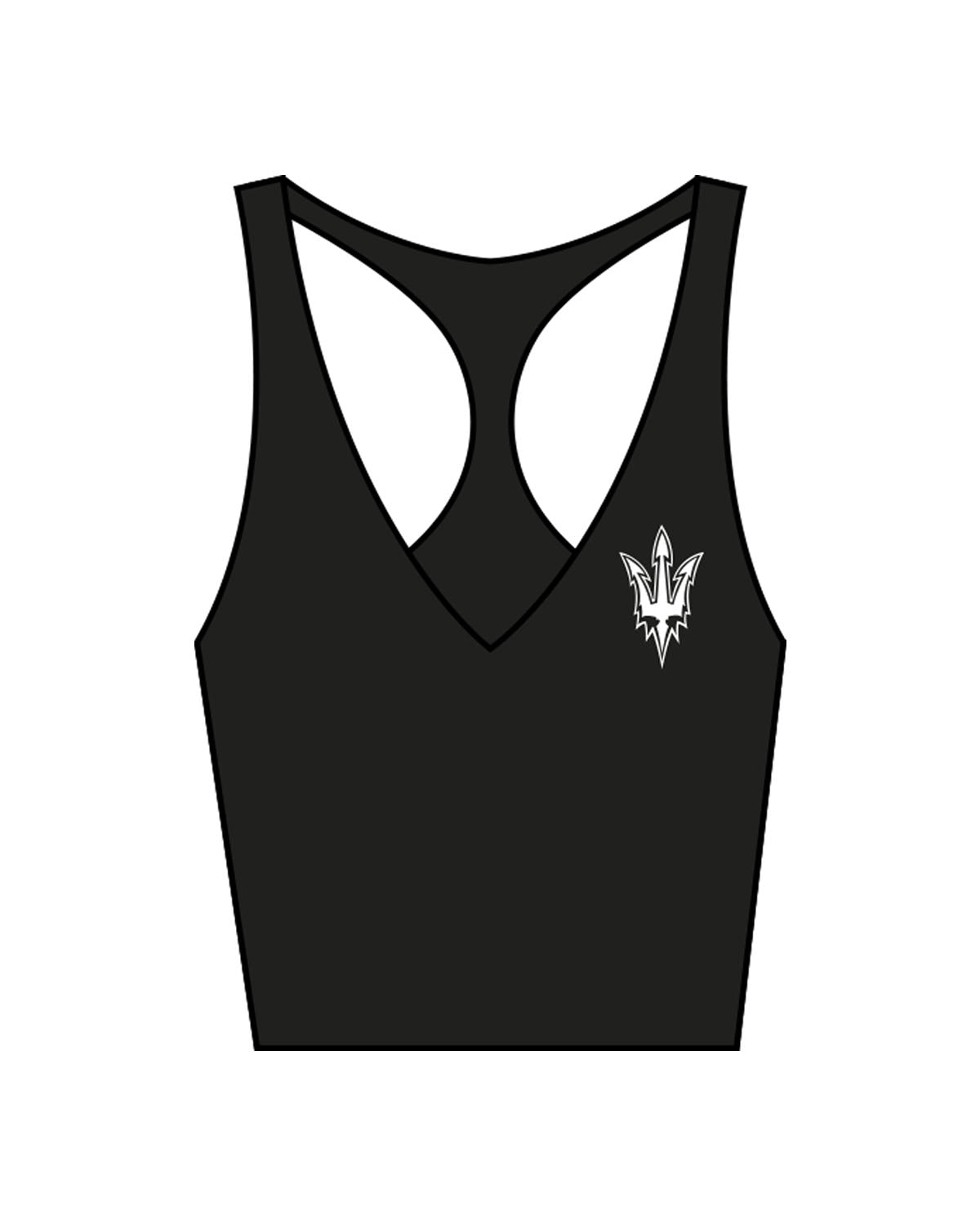 The Racer Tank - Black - Warren - Left Chest Trident - Printed - White