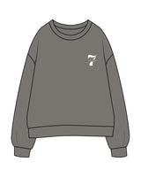 The Womens Crewneck - Washed Gray - STUDIO 7 - Left Chest - Printed - Cream