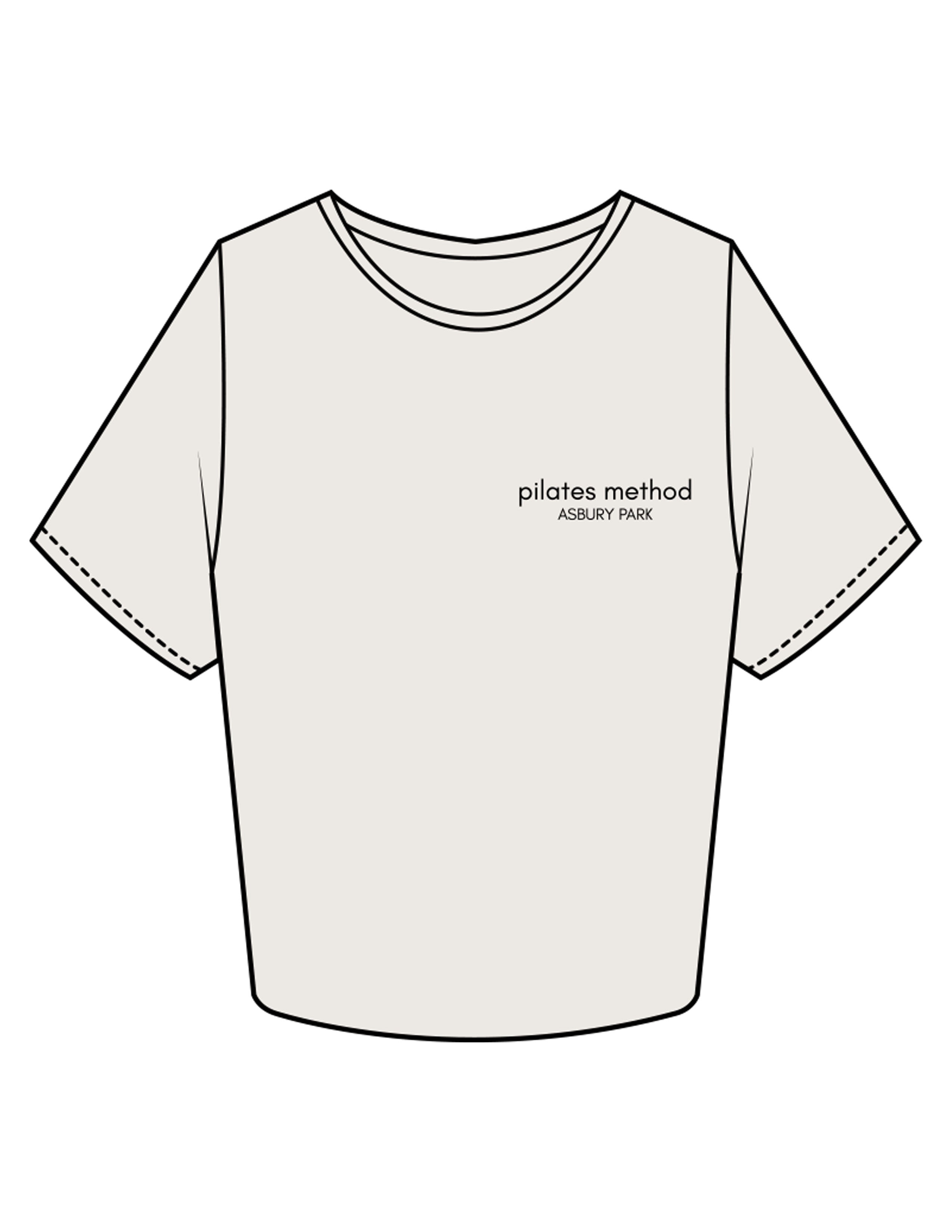 The Crop Tee - Bone - Pilates Method/Barre Noir - Left Chest Stacked - Printed - Black