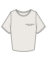 The Crop Tee - Bone - Pilates Method/Barre Noir - Left Chest Stacked - Printed - Black
