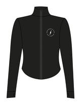 The 3/4 Crop Zip Jacket - Black - RECHARGED PILATES - Left Chest Round - Printed - Sandy White