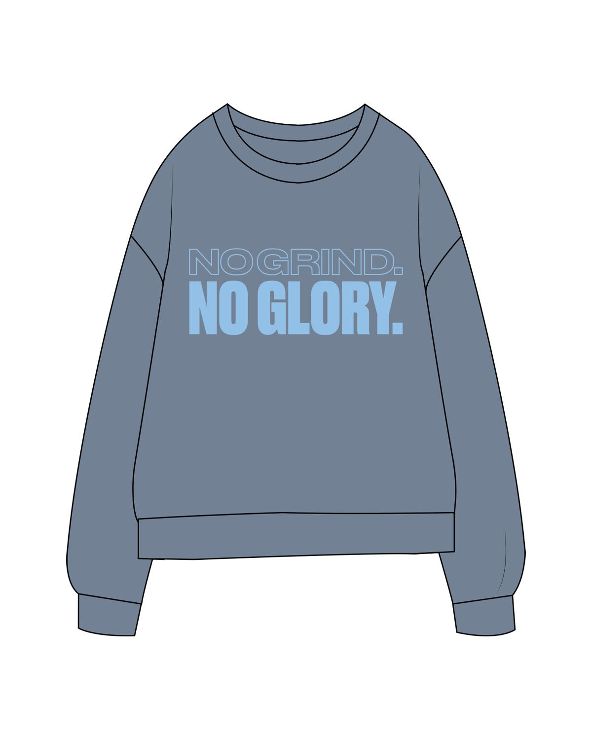 The Midweight Unisex Crewneck - Washed Slate  - Sweatshack - Center Chest & Back Neckline - Printed - Light Blue
