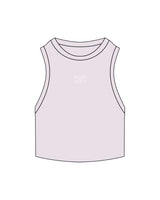 The Ribbed Crop Tank - Orchid - Wellth Society - Center Chest Stacked - EMB - White