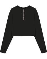 The Crop Long Sleeve - Black - Core Lab - Left Chest & Back Vertical - Cream - E0D6CD
