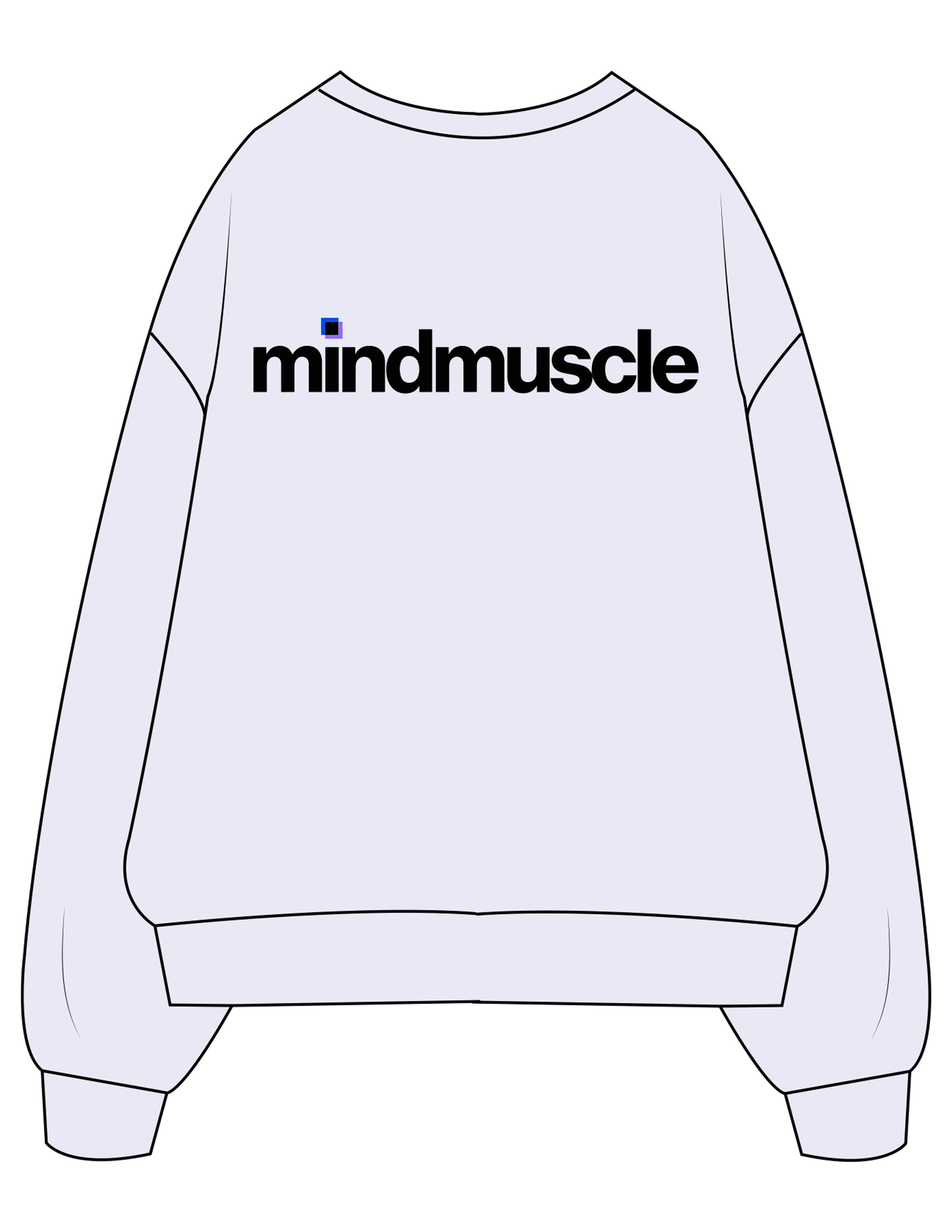 The Mens Crewneck - White Heather - Mind Muscle - Left Chest & Center Back - Printed - Full Color