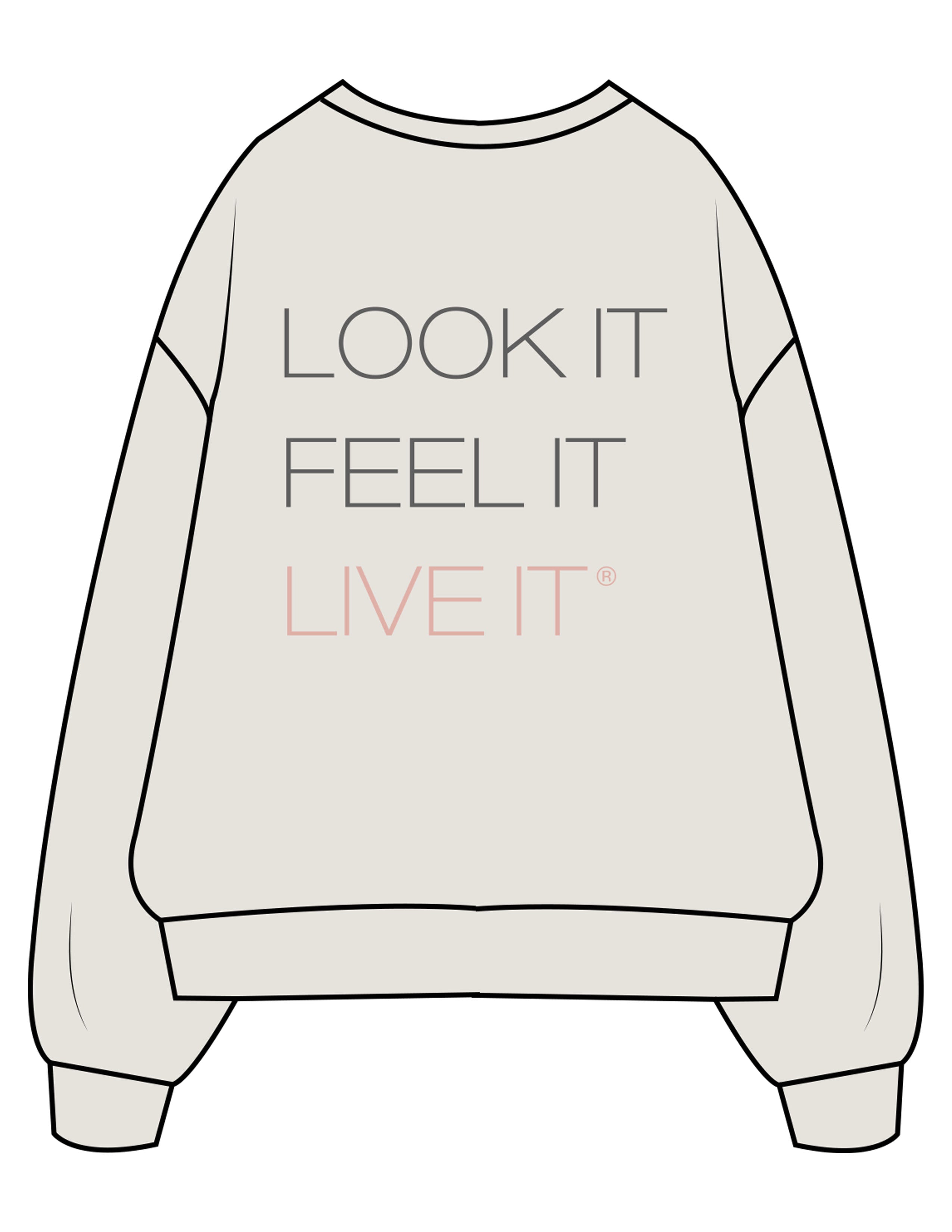 The Womens Crewneck - Washed Bone - The Studio MDR - Center Chest EMB - Back Stacked Printed - Full Color