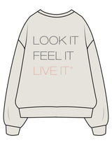 The Womens Crewneck - Washed Bone - The Studio MDR - Center Chest EMB - Back Stacked Printed - Full Color