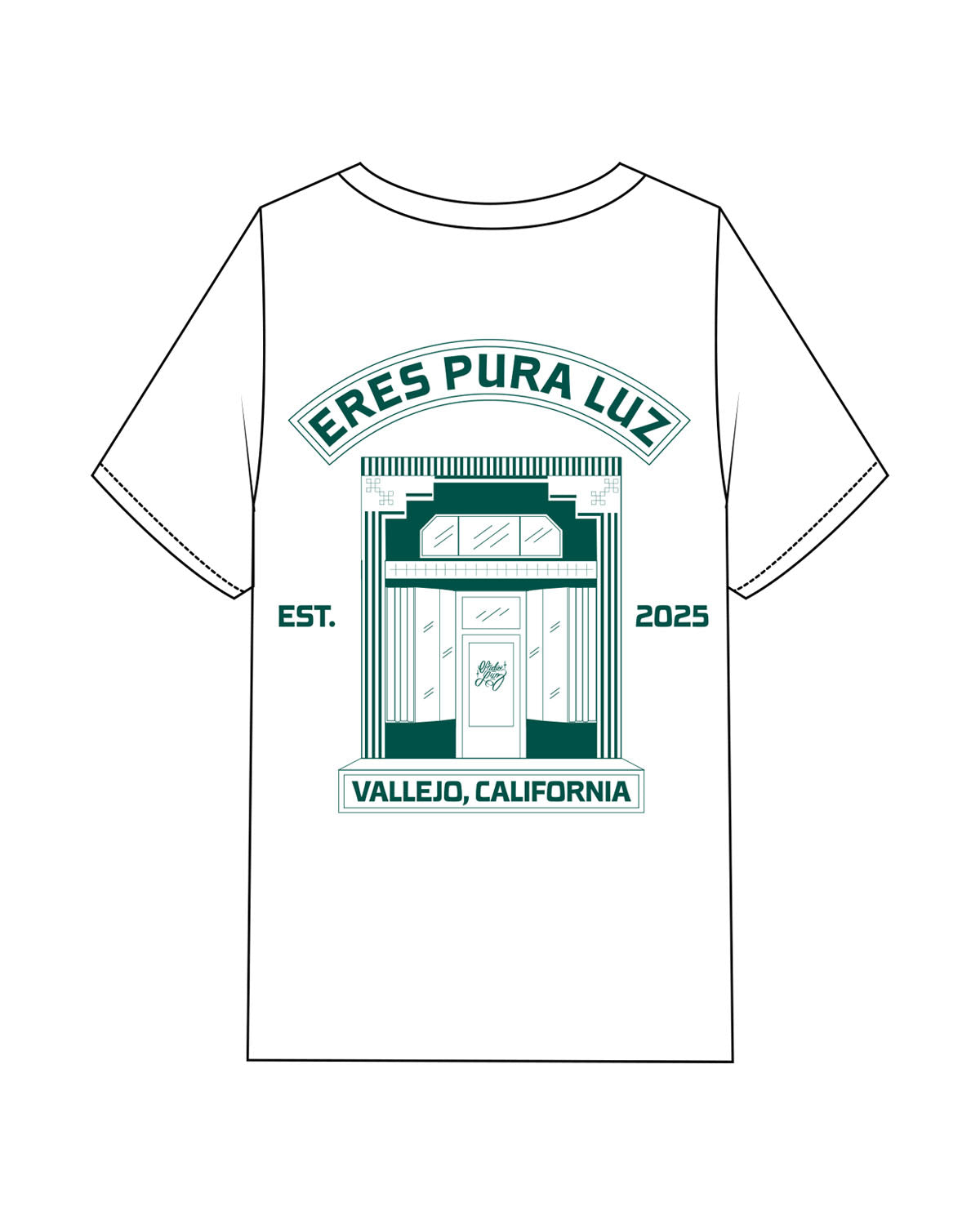 The Mens Heavyweight Tee - White - Studio Luz - Left Chest & Center Back Logo - Printed - Teal