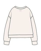 The Womens Heavyweight Crewneck - Off White - B Long Pilates - Center Chest & Center Back Neckline Round - Embroidered - Forest Green