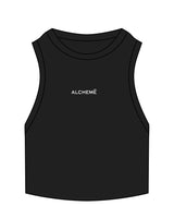 The Ribbed Crop Tank - Black - ALCHEME - Center Chest - Embroidered - White