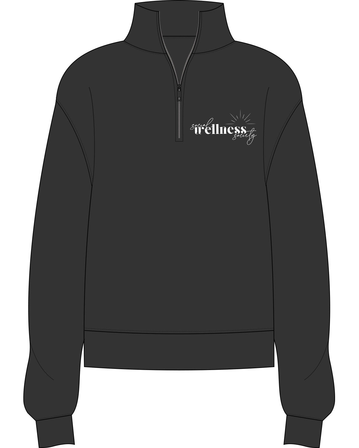 The Womens 1/4 Zip - Washed Black - SWS - Left Chest - Embroidered - White