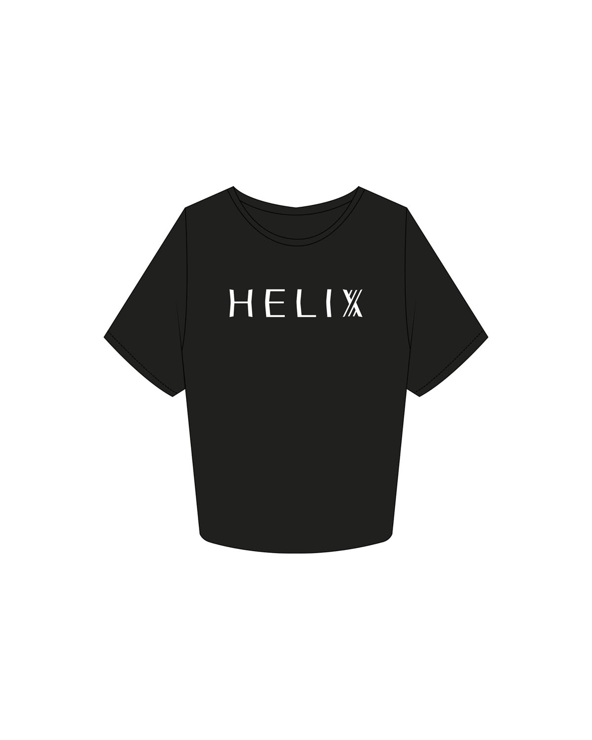 The Crop Tee - Black - Helix Strength Studio - Center Chest "Helix" & Back Neckline - Printed - Tone on Tone