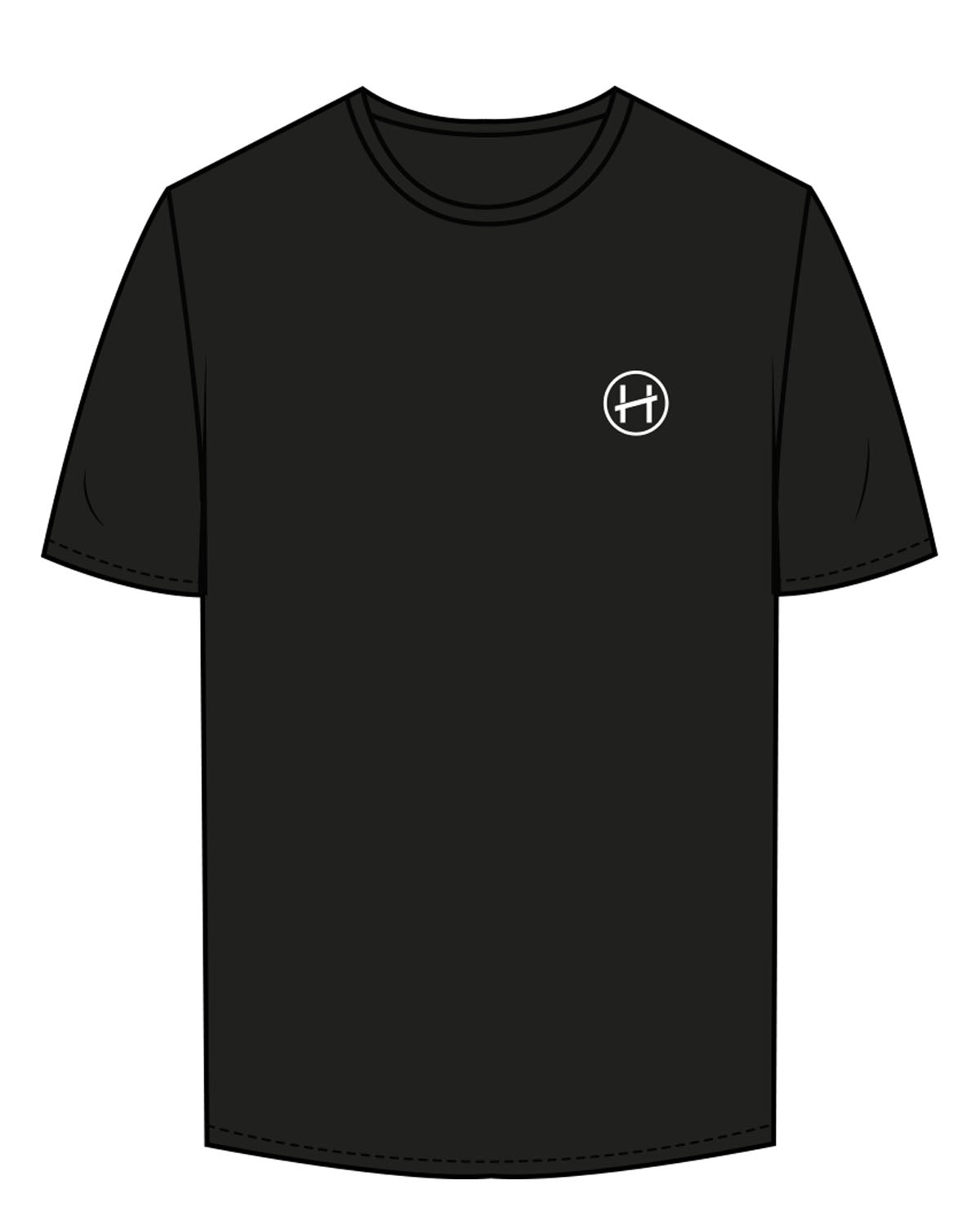 The Mens Tee - Black - Hughes Residential - Left Chest & Center Back Stacked - Full Color Printed