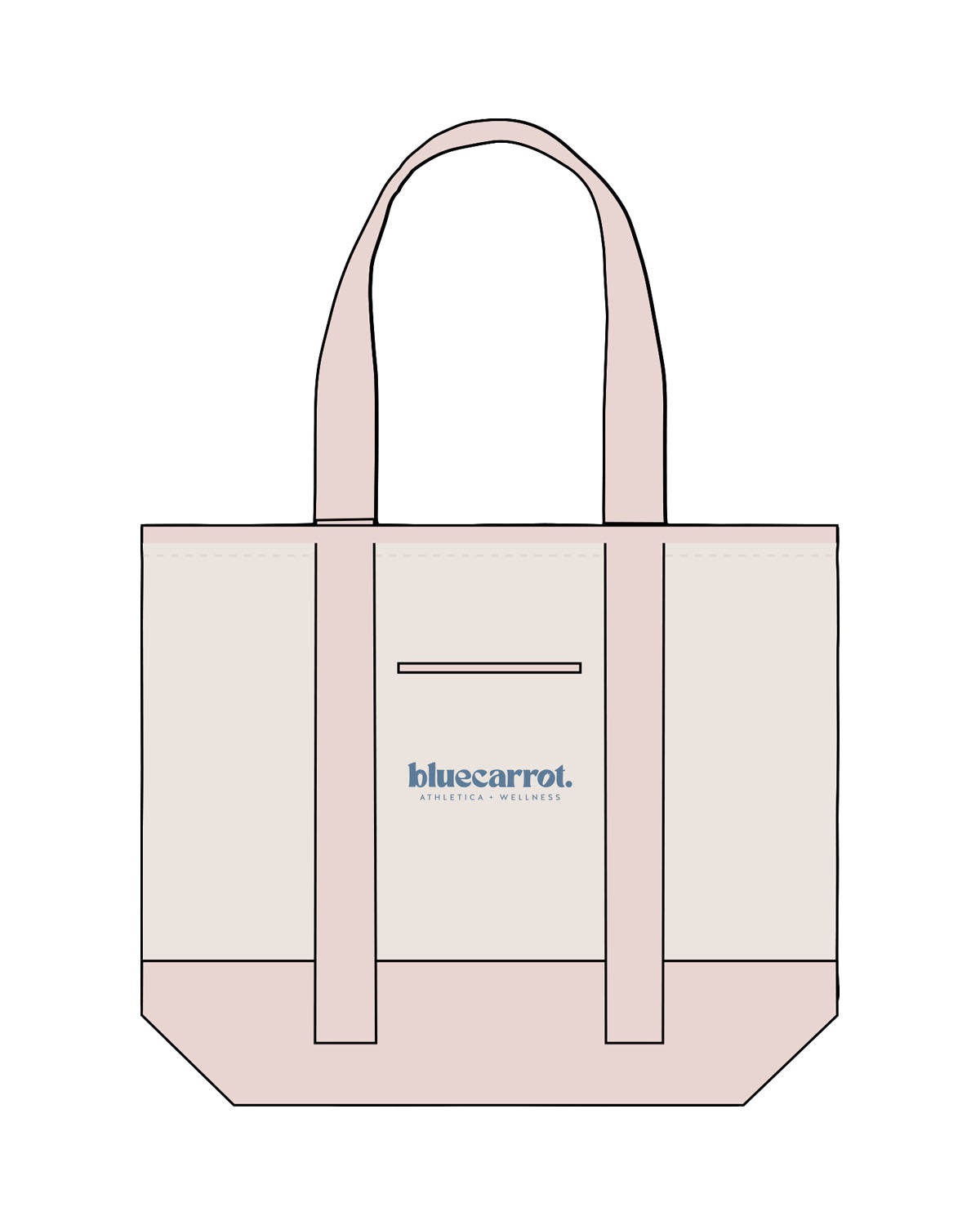 The Contrast Tote Bag - Natural / Light Pink - BlueCarrot - Center Body - Printed - Blue