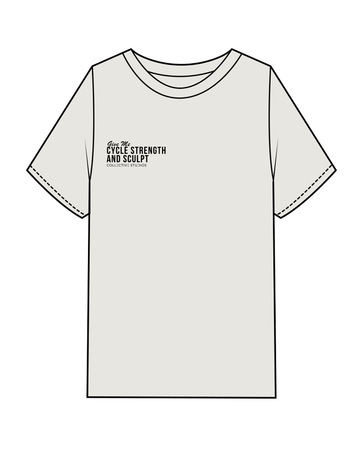 The Mens Heavyweight Tee - Washed Bone - Collective Studios - Right Chest Stacked - Full Back - Cycle - Black