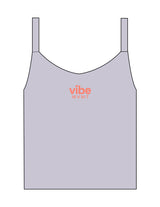 The Micro Rib Strappy Crop Tank - Heather - Vibe MVMT - Center Chest Stacked - Printed - Coral