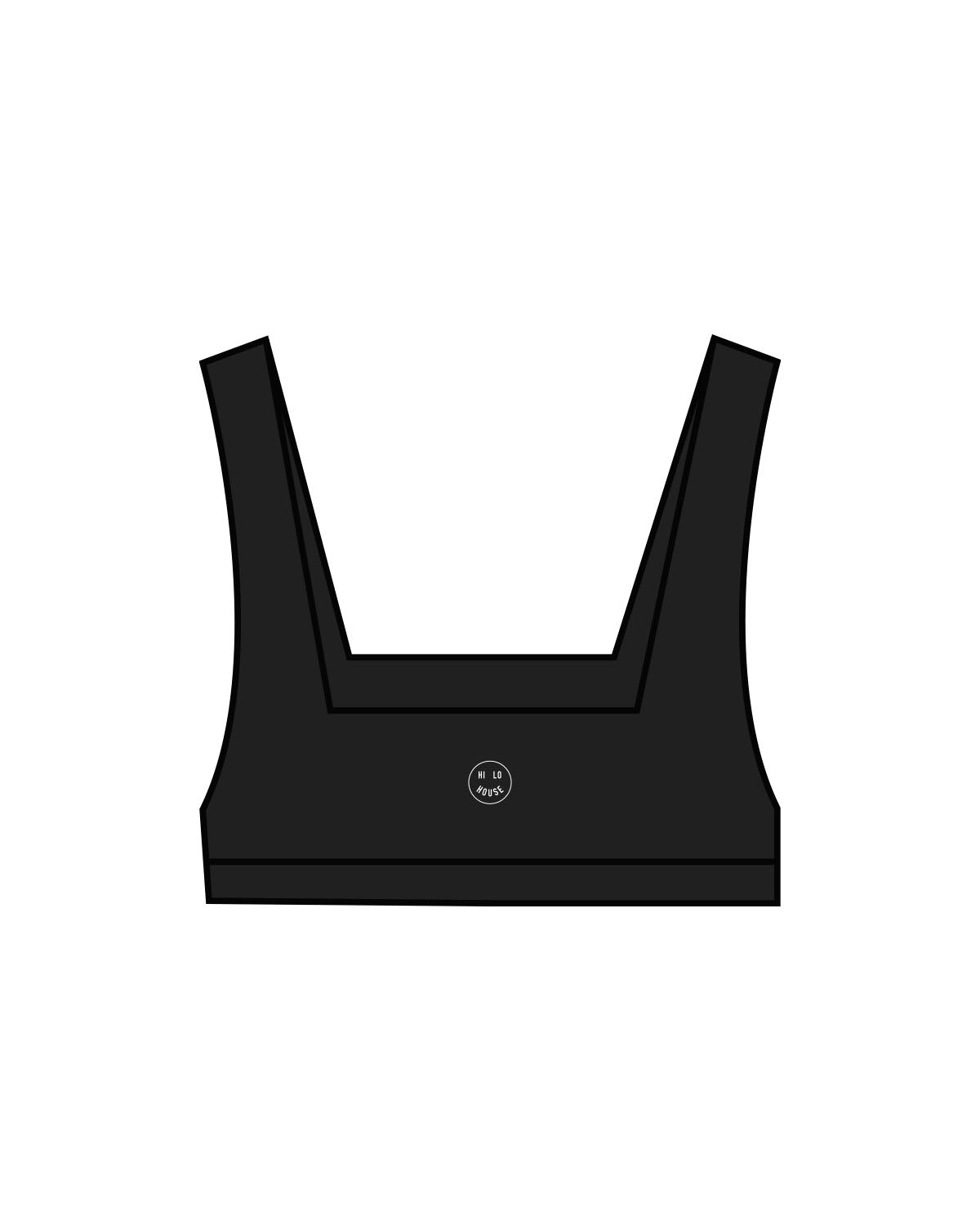The Box Cut Bra - Black - HiLo - Chest & Back Center - White
