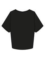 The Crop Tee - Black - Pilates Method/Barre Noir - Left Chest Stacked - Printed - Tone on Tone