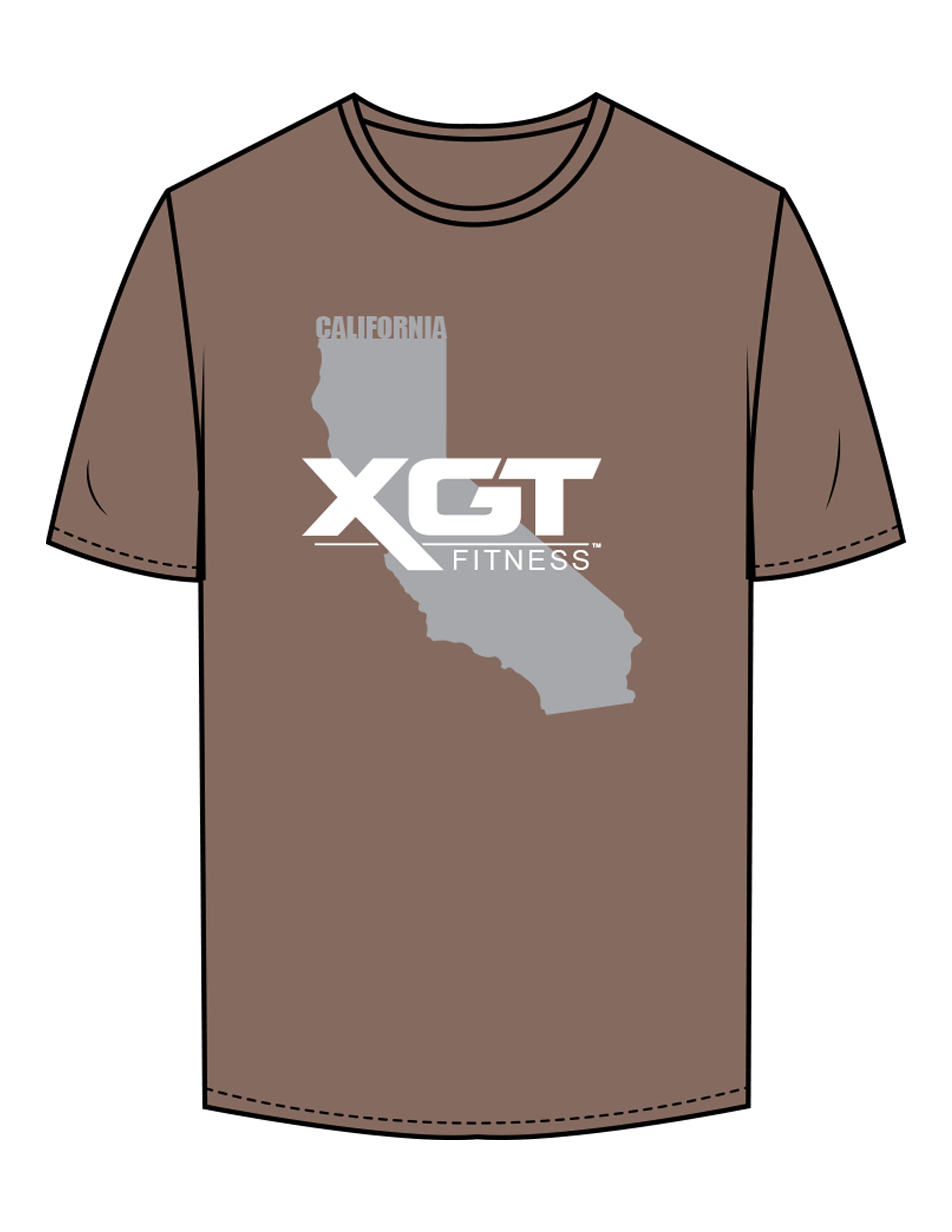 The Mens Tee - Walnut  - XGT Fitness - Center Chest & Back Neckline - Printed - Full Color