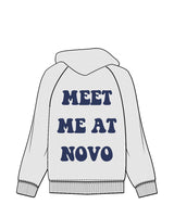 The Mens Hoodie - White Heather - Studio Novo - Left Chest Stacked & Back Stacked - Cobalt