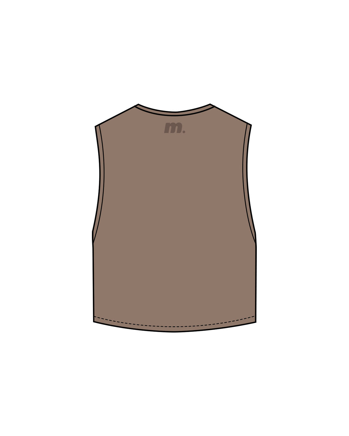 The Crop Muscle Tank - Cacao - Motivate Movement - Center Chest Stacked & Back Neckline - Printed - Tone on Tone