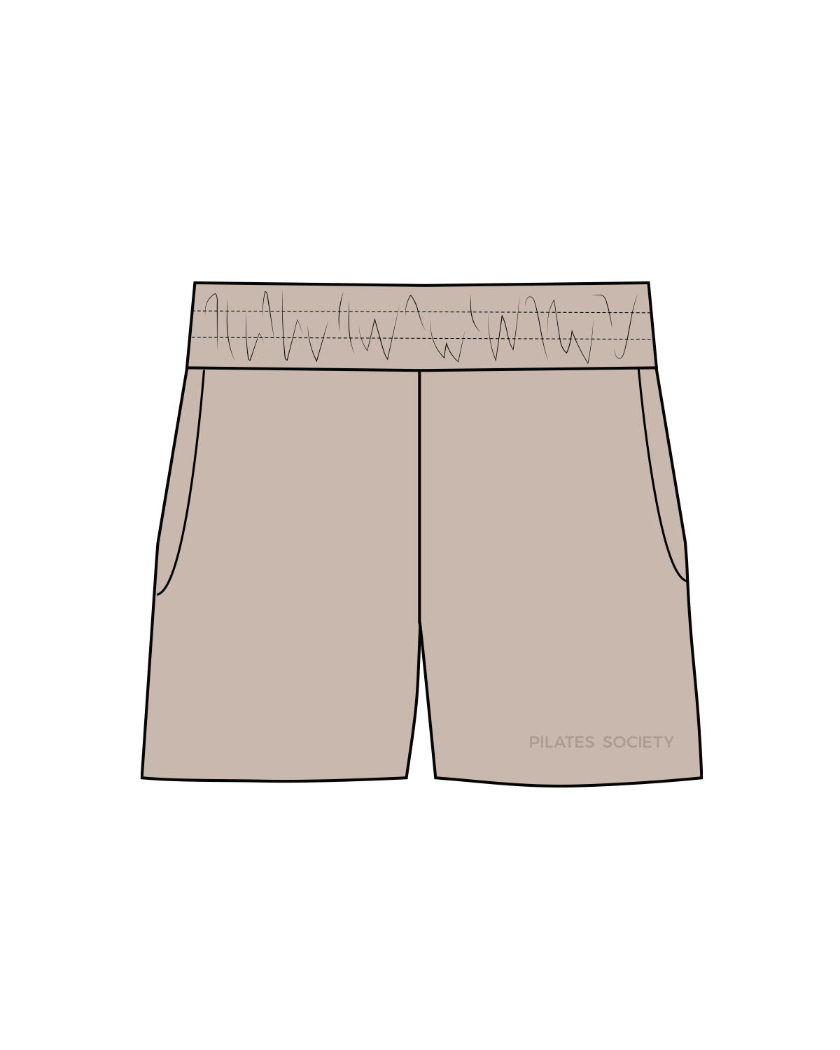 The Womens Sweat Shorts - Bone - Pilates Society - Left Leg - Embroidered Tone on Tone