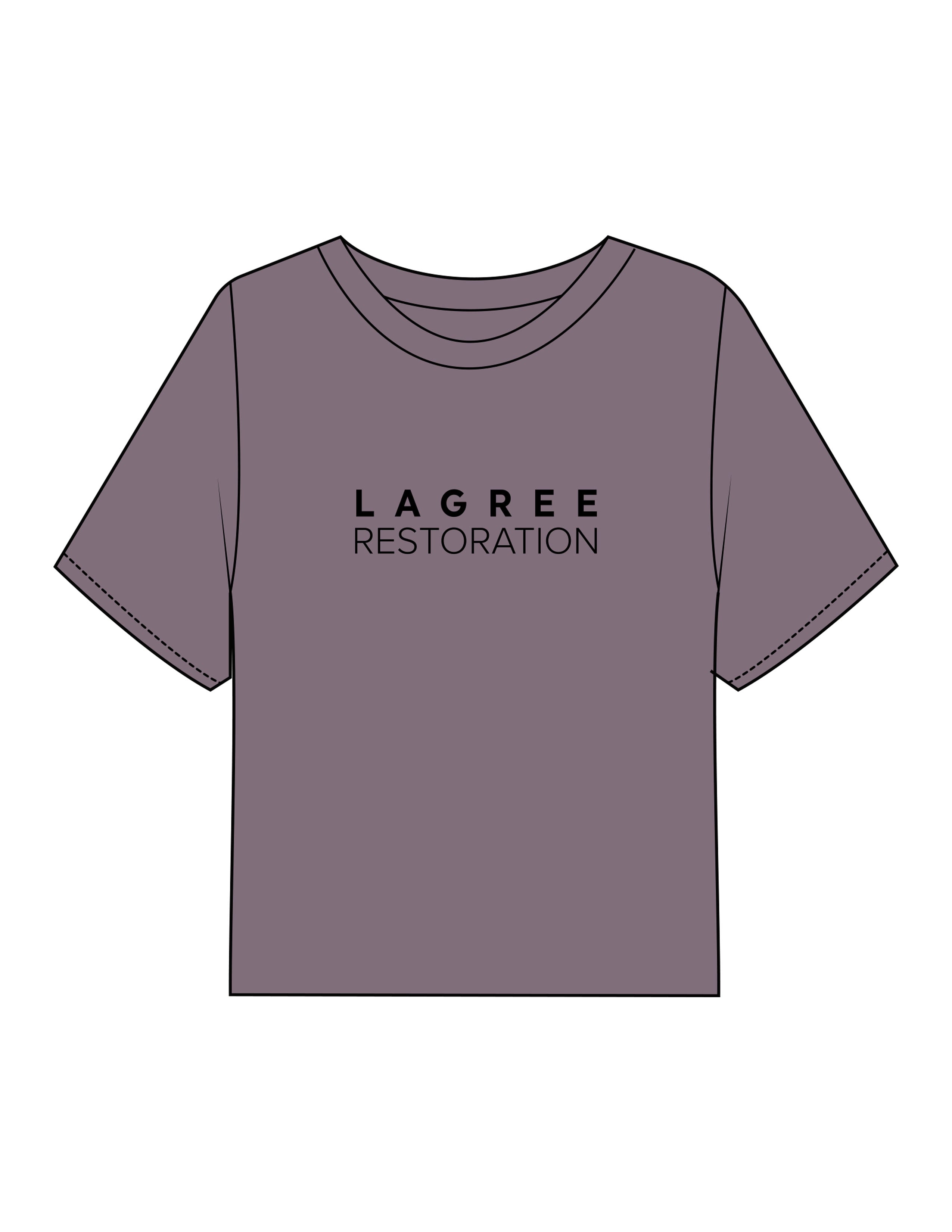 The Boxy Crop Tee - Mauve - Lagree Restoration - Center Chest Stacked - Printed - Black