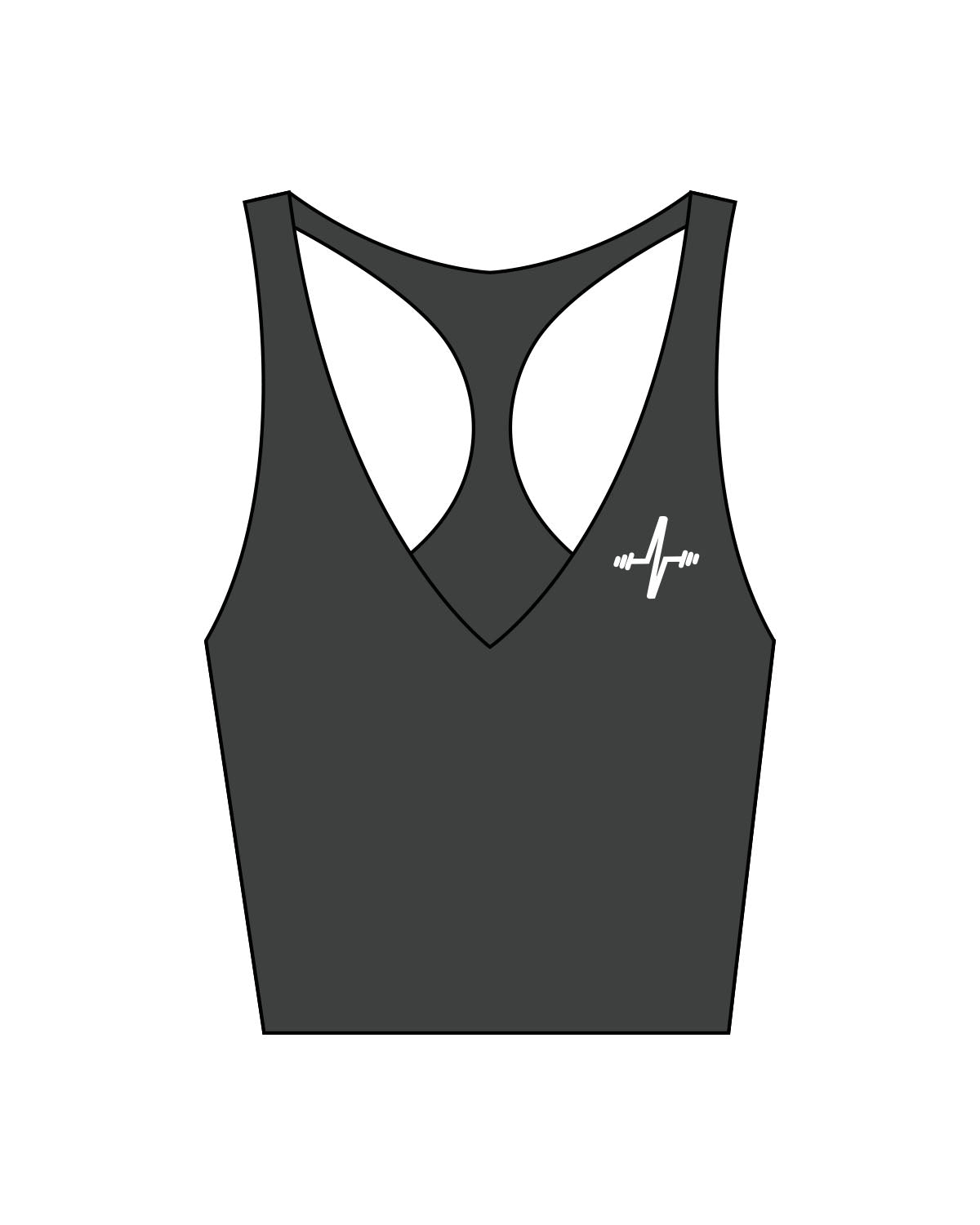The Racer Tank - Pebble - Sweat Circuit - Left Chest - Back Vertical - White Printed