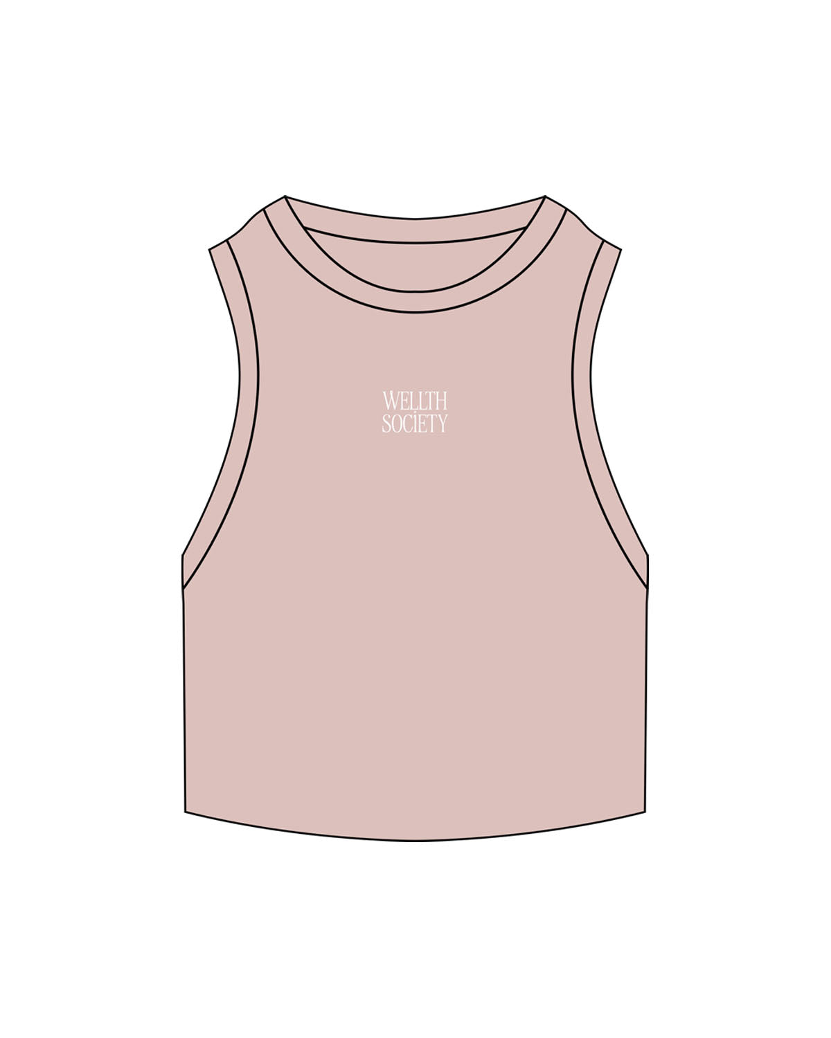 The Ribbed Crop Tank - Clay - Wellth Society -  Center Chest Stacked - EMB - White