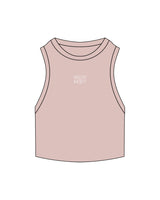 The Ribbed Crop Tank - Clay - Wellth Society -  Center Chest Stacked - EMB - White