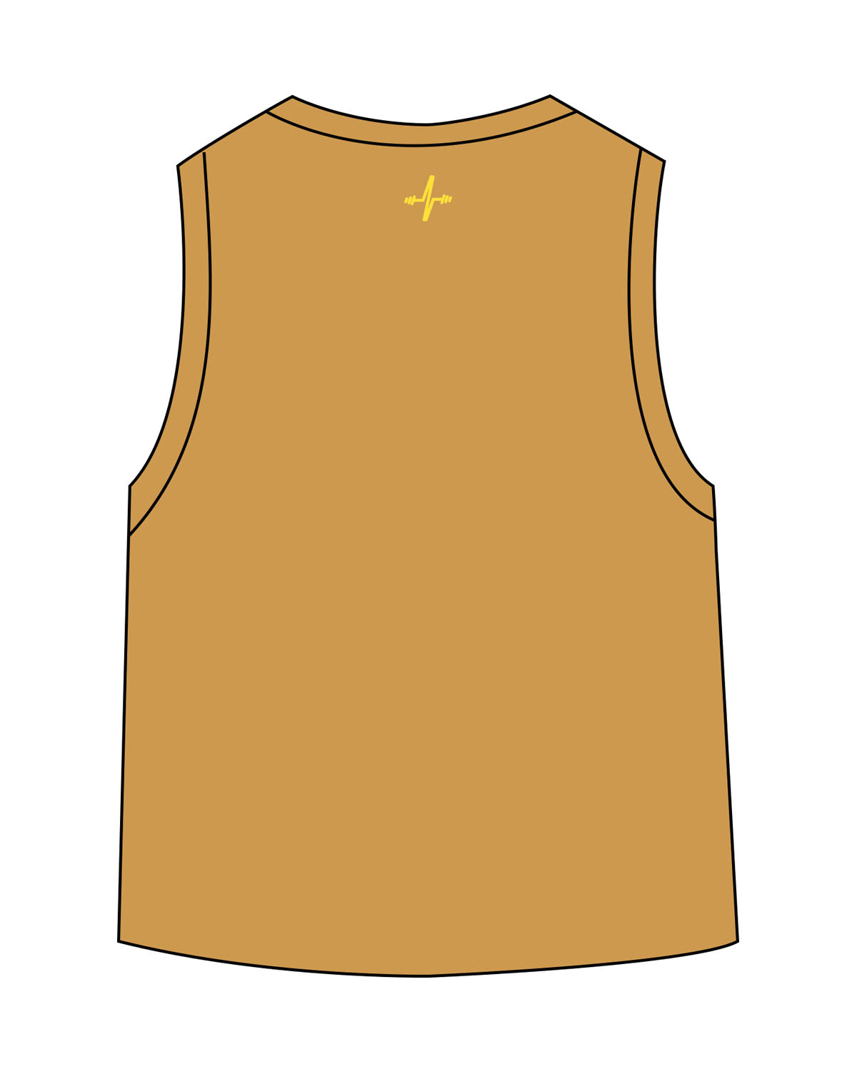 The Daily Crop Tank - Antique Gold - Sweat Circuit - Center Chest - Back Neckline - Printed - Full Color