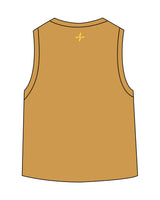 The Daily Crop Tank - Antique Gold - Sweat Circuit - Center Chest - Back Neckline - Printed - Full Color