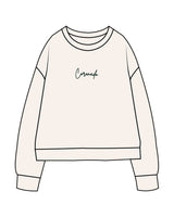The Womens Heavyweight Crewneck - Off White - B Long Pilates - Center Chest & Center Back Neckline Round - Embroidered - Forest Green
