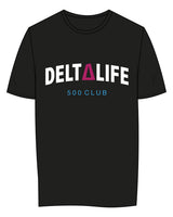 The Womens Tee - Black - Delta Fitness - Center Chest - 500 Club - Full Color