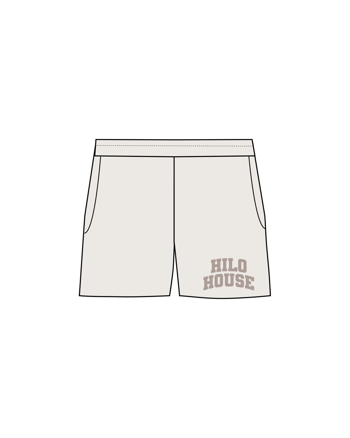 The Womens Sweat Shorts - Bone - HiLo - Left Leg Stacked - Printed - Tone on Tone