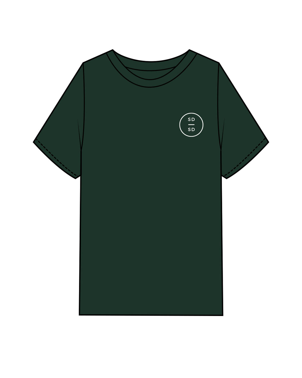 The Mens Heavyweight Tee - Pine Green - San Diego - Left Chest & Back Center Stacked - White