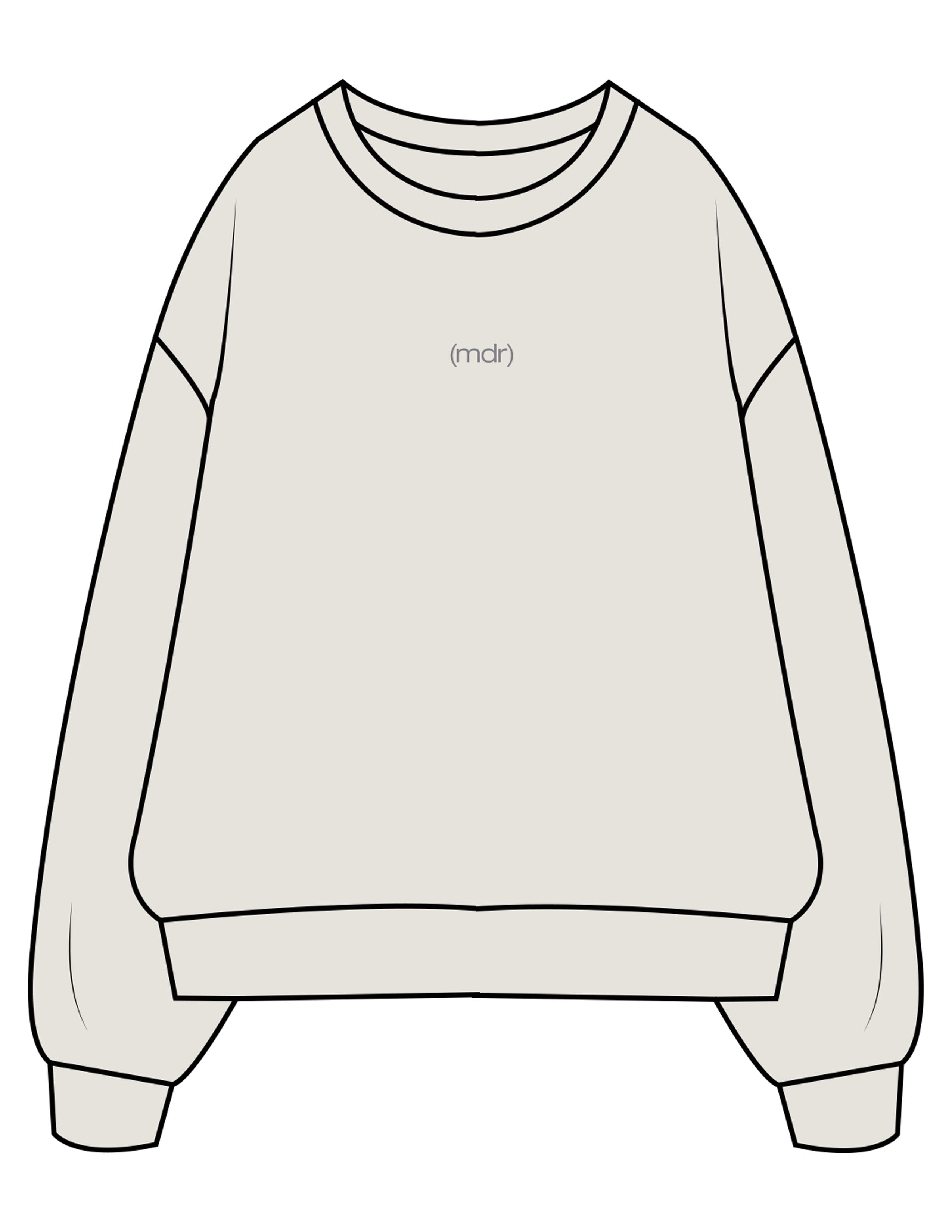 The Womens Crewneck - Washed Bone - The Studio MDR - Center Chest EMB - Back Stacked Printed - Full Color